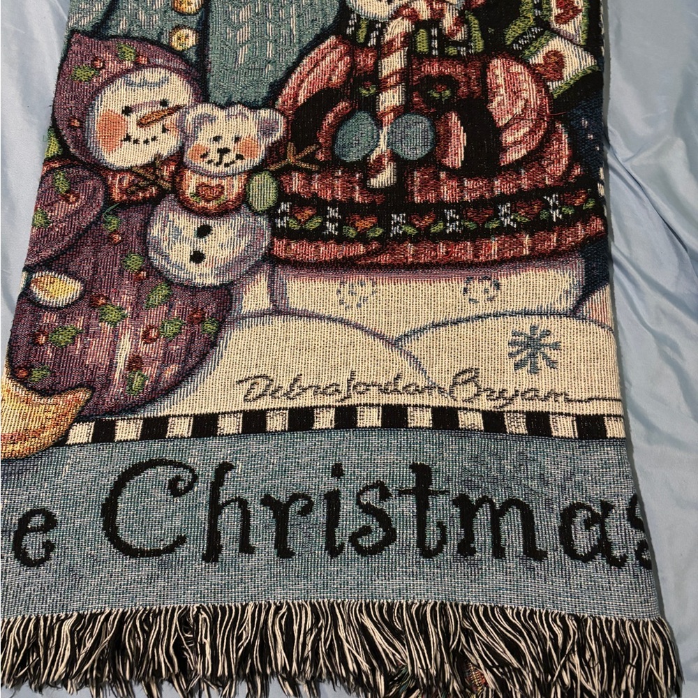 A Cozy Little Christmas Blanket Throw Fringed 50“ X 60” Debra Jordan Bryan